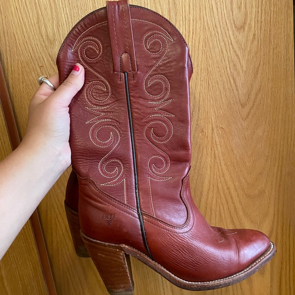 Vintage red Frye cowboy boots
